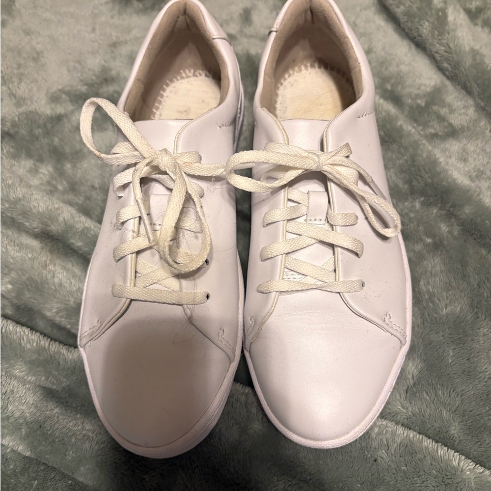 Clarks Women's White Leather Sneakers